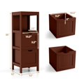 thumbnail image 3 of Costway Bathroom Floor Cabinet Freestanding Side Storage Organizer with 2 Removable Drawers Brown, 3 of 10