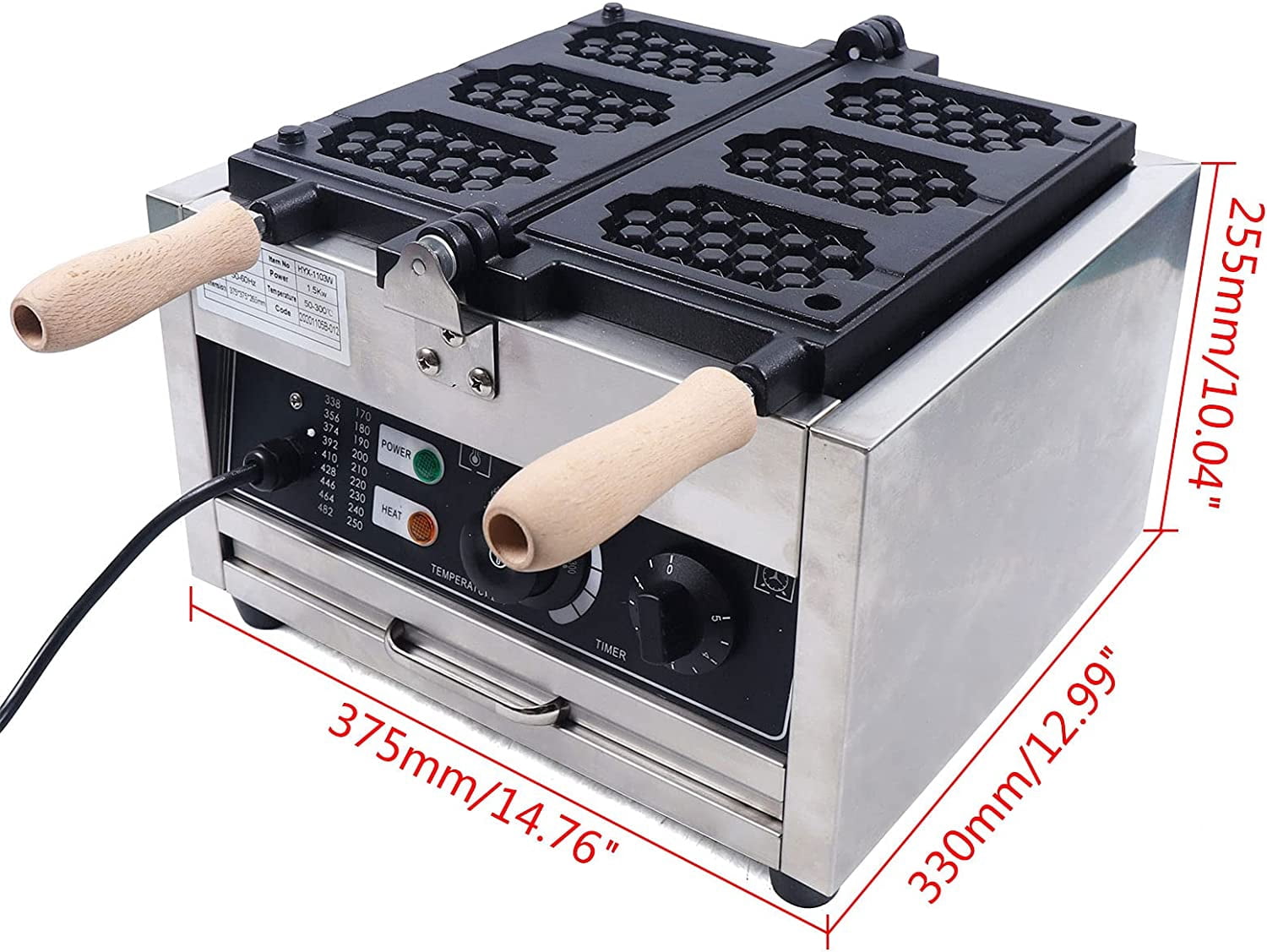 Fichiouy Commercial Waffle Cone Maker 3-hole Electric Rotating Baker Machine Nonstick Muffin Maker 1500W