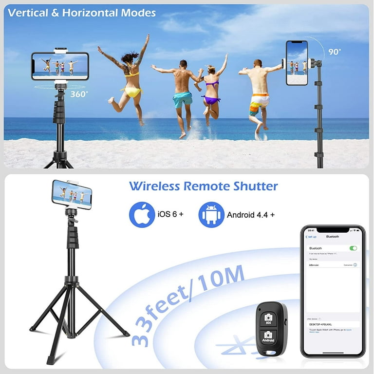  62 Phone Tripod Stand with Remote - Extendable Selfie Stick  Tripod Overhead Tripod Phone Holder for iPhone 15 14 13 12 Pro Max XS XR  S23 S22 S21 Android Camera iPhone