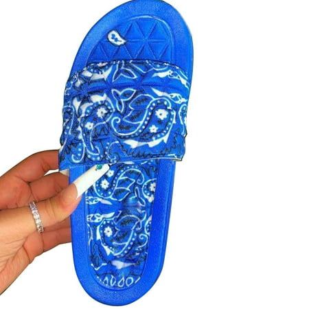 

Women s Slip On Summer Open Toe Flat Shoes Floral Beach Slippers Comfy Sandals