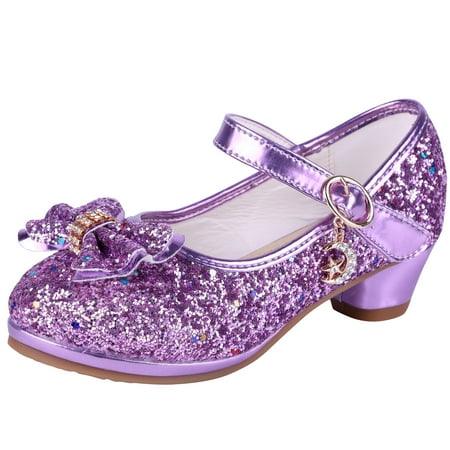 

Girl Sandals Glitter Princess Shoes With Sequin Party Shoes Bling Bowknot High Heels Wedding Birthday Dress Shoes