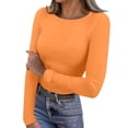 thumbnail image 2 of Chemise à Manches Longues Doublée en Polaire Thermique pour Femmes, Col Rond en Velours Double Face, Couche de Base pour Automne Hiver, Confort Chaud, Orange m, 2 of 7