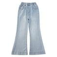 thumbnail image 3 of KAOOCXU Girl Lovely Simple Trousers Solid Color Medium And Large Age Child Summer Stretchy Denim Pants Casual Stylish Ruffled Bell Bottoms Skin Friendly Relaxed Fit Activewear, 3 of 9
