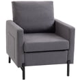 thumbnail image 1 of HOMCOM Fauteuil d'Appoint Moderne Rembourré avec Poches Latérales, Gris Foncé, 1 of 10