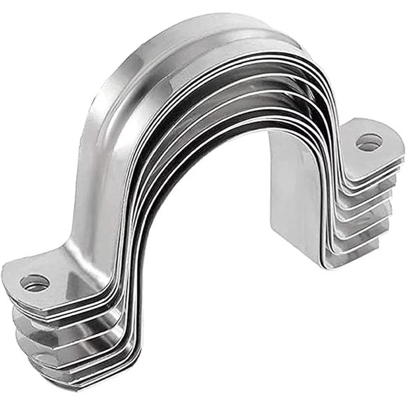 shiyou-4inch Two Hole Strap U Bracket Stainless Steel Tube Strap Tension Clip Assortment Kit Heavy Duty Rigid Pipe Strap Clamp for The Inner Diameter of Water Pipe is 4inch 4Pcs (110mm)