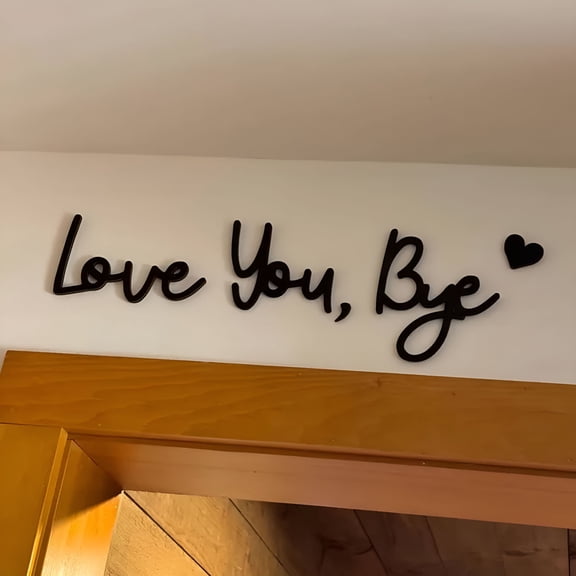 XIBUFE Wooden Love You Bye Sign, Farmhouse Entryway Wall Decor Above Door, Boho Home Decor Gift for Family (Black)