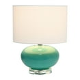 thumbnail image 3 of 15.25" Contemporary Modern Ceramic Egg Standard Bedside Living Room Entryway Table Lamp With White Fabric Shade, Aqua, 3 of 8