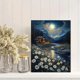 thumbnail image 2 of Qisvanset 12x16 Inch Moon Daisy Meadow Canvas Wall Art, Ethereal Night Nature Scenery Tranquil Home Decor, 2 of 8