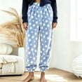 thumbnail image 6 of Women's Fleece Pajama Pants Star Print Elastic Waist Cuffed Ankle Loose Fit Soft Warm Cozy Casual Fall Winter Everyday Lounge Sleep Trousers Blue, 6 of 8