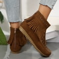 thumbnail image 4 of Quaouag Women Casual Ankle Boots Flat Fringe Mocassion Booties, 4 of 8