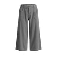 thumbnail image 4 of Women's Corduroy Culottes Wide Leg Cropped Pants Button Fly High Waisted Casual Capri Trousers with Pockets Flattering Vintage Style for Summer Everyday Wear, 4 of 9