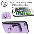 thumbnail image 4 of Wallet Case Compatible for iPhone 7 / iPhone 8 / iPhone SE 2022 & 2020 with Card Holder, Rotation Finger Ring Kickstand Card Slots Case, Classic PU Leather Shockproof Magnetic Button Cover, Purple, 4 of 6