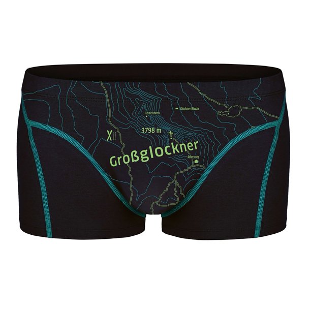 EIN SCHÖNER FLECK ERDE Calzoncillos para hombre - Estampado, Algodón orgánico Großglockner (Negro) L (Large)