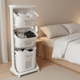 thumbnail image 6 of 3-Tier Rolling Laundry Basket, Vertical Storage Cart with Wheels and Removable Baskets, Space-Saving Organizer for Clothes and Bathroom Essentials, 6 of 13