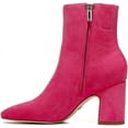 thumbnail image 2 of Sam Edelman Fawn Dahlia Pink Block Heel Squared Toe Fashion Ankle Boots (Wide) (Dahlia Pink, 6), 2 of 4