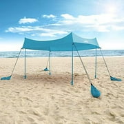 Hike Crew Sun Shade Canopy | 12’ x 16’ Lycra Portable Beach Tent Shelter with UPF50+ Protection, Built-in Sandbags, Carry Bag, 4 Poles & 3 Anchor Sets for Various Terrain | Wind, Water & UV Resistant