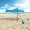 Hike Crew Sun Shade Canopy | 12’ x 16’ Lycra Portable Beach Tent Shelter with UPF50+ Protection, Built-in Sandbags, Carry Bag, 4 Poles & 3 Anchor Sets for Various Terrain | Wind, Water & UV Resistant