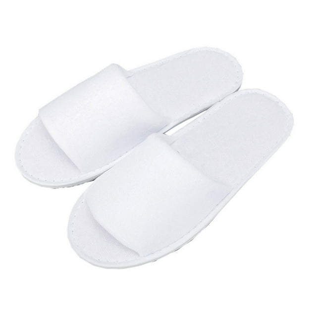 FELTECHELECTR 20 pares de pantuflas desechables de punta abierta, antideslizantes, para casa, hotel, spa, fiesta, invitados (blancas)