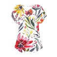 thumbnail image 3 of ChaoHeng Ladies Tops Plus Size Summer Tops Short Sleeve Womens Tops Women's Loose Casual Printed Pleated Button Short Sleeved V-Neck Top/Shirt, 3 of 4