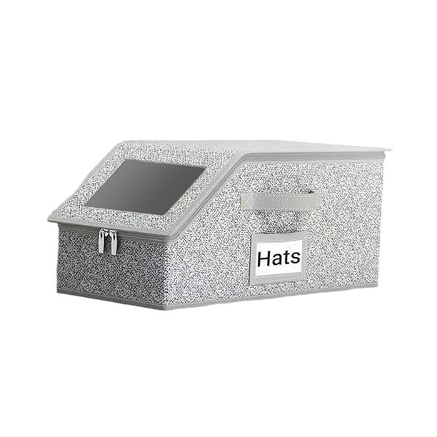 Caja de almacenamiento para sombreros, organizador de gorras de béisbol, tapa transparente, contenedor de almacenamiento plegable multifuncional,