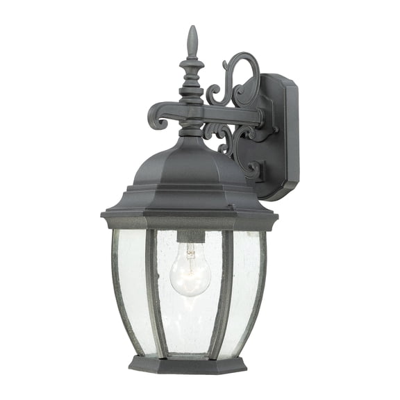 Atlas Lighting and Home 1-Light Lantern Style Seeded Glass Outdoor Wall Sconce - 18" - Black