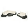thumbnail image 2 of Noble House Keyston Outdoor 8 Piece Wicker Sectional with Cushions (6 Piece Sectional with Loveseat), Grey, White, 2 of 10