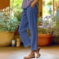 thumbnail image 2 of Womens Pants Women's Loose Pocket Patchwork Cotton And Linen Casual Pants, 2 of 5