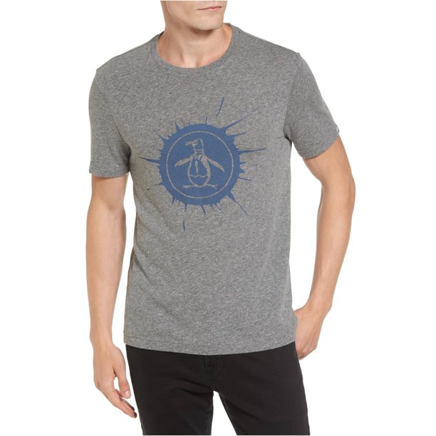 Camiseta gráfica de salpicaduras Penguin para hombre Gris extragrande