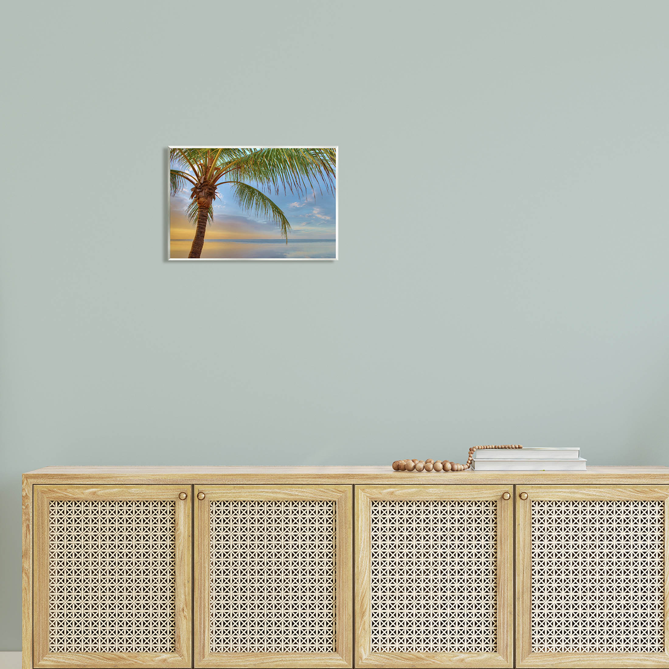 Sunrise Palm Tree Sky Reflection Coastal Photograph Unframed Art Print Wall Art