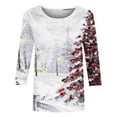 thumbnail image 5 of Lolmot Christmas Tops for Women Dressy Casual Holiday 3/4 Length Sleeve Womens Tops T-Shirts Cute Funny Snowman Christmas Tree Print Pullover Tee Shirts Plus Size Tops, 5 of 5