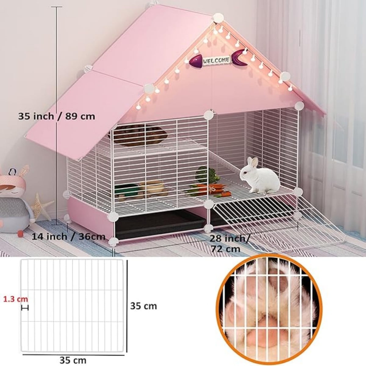 Aqwiopr Small Animal Cage: Cozy & Durable Habitat for Rabbits, Guinea Pigs, and More - Leak-Proof Design, Secure & Pet-Friendly