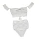 thumbnail image 1 of Conjunto de bikini bohemio de dos piezas de crochet de cintura alta para mujer, tejido de encaje blanco S, 1 of 9