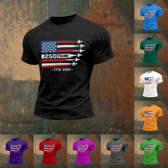 250Th Anniversary Usa Shirt Anniversary Graphic T Shirt Patriotic Commemorative Short Sleeve Mens Tees Black L