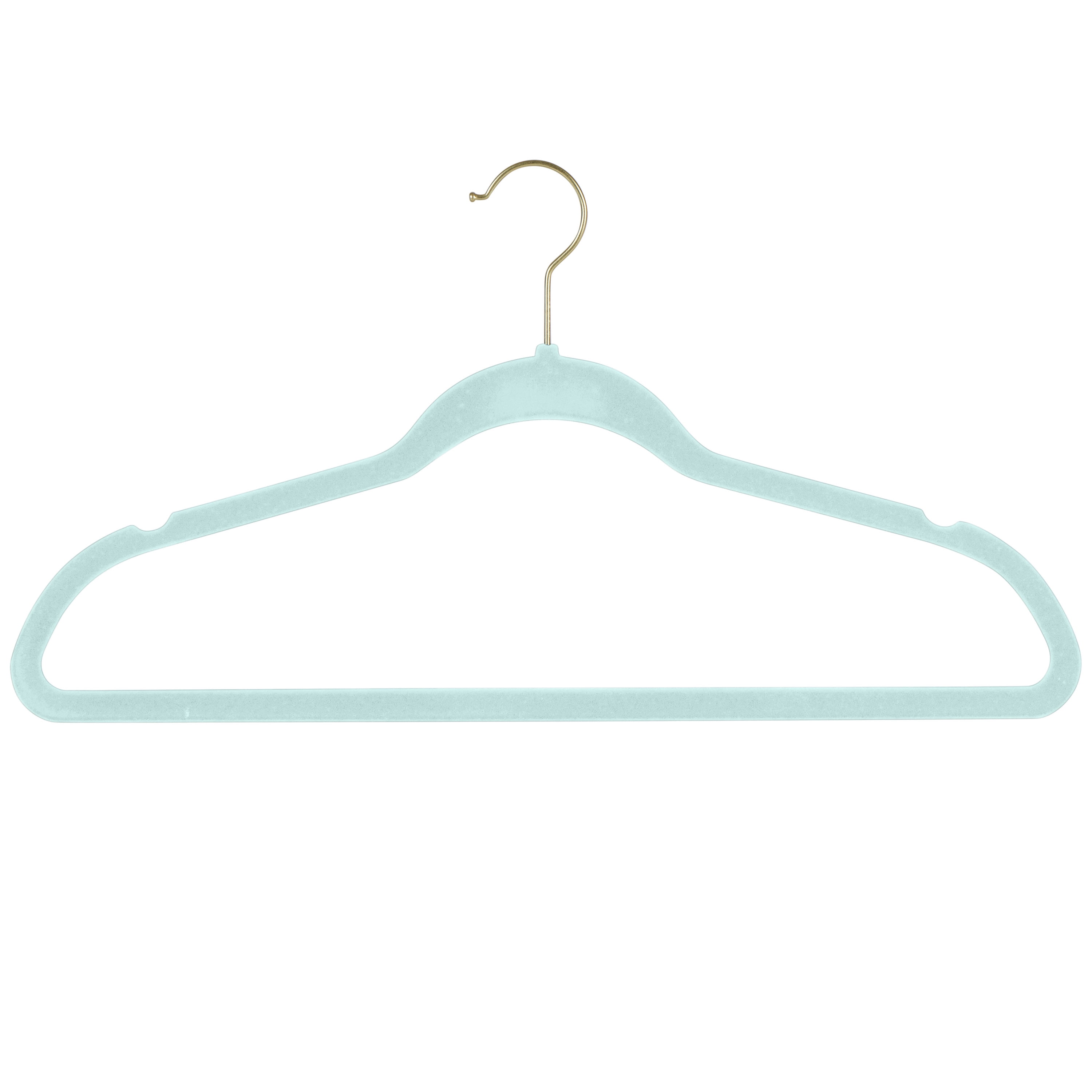 Simplify Adult 10 Pack Super Slim Velvet Hangers with Gold Hook in Pool Blue