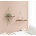 thumbnail image 2 of Estantes colgantes Mkono Macramé Boho para decoración de pared, juego de 2 unidades de madera, 2 of 7