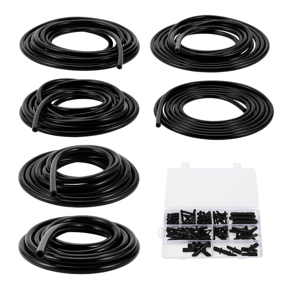 Manguera de vacío de silicona Unique Bargains 130PSI Presión máxima Línea de vacío automotriz Negra con conector de vacío 1 juego 10Ft 3/4/5/6/8/10mm ID Grosor de 2.5mm