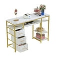 thumbnail image 3 of Uforic Makeup Nail Desk with 3 Drawers, Modern Salon Manicure Table, White, 3 of 9