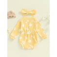 thumbnail image 4 of Musuos Baby Girl Fall Romper 0-18Months Sunflower Print Long Sleeve Crew Neck Jumpsuit with Headband 2 Pcs Set, 4 of 8