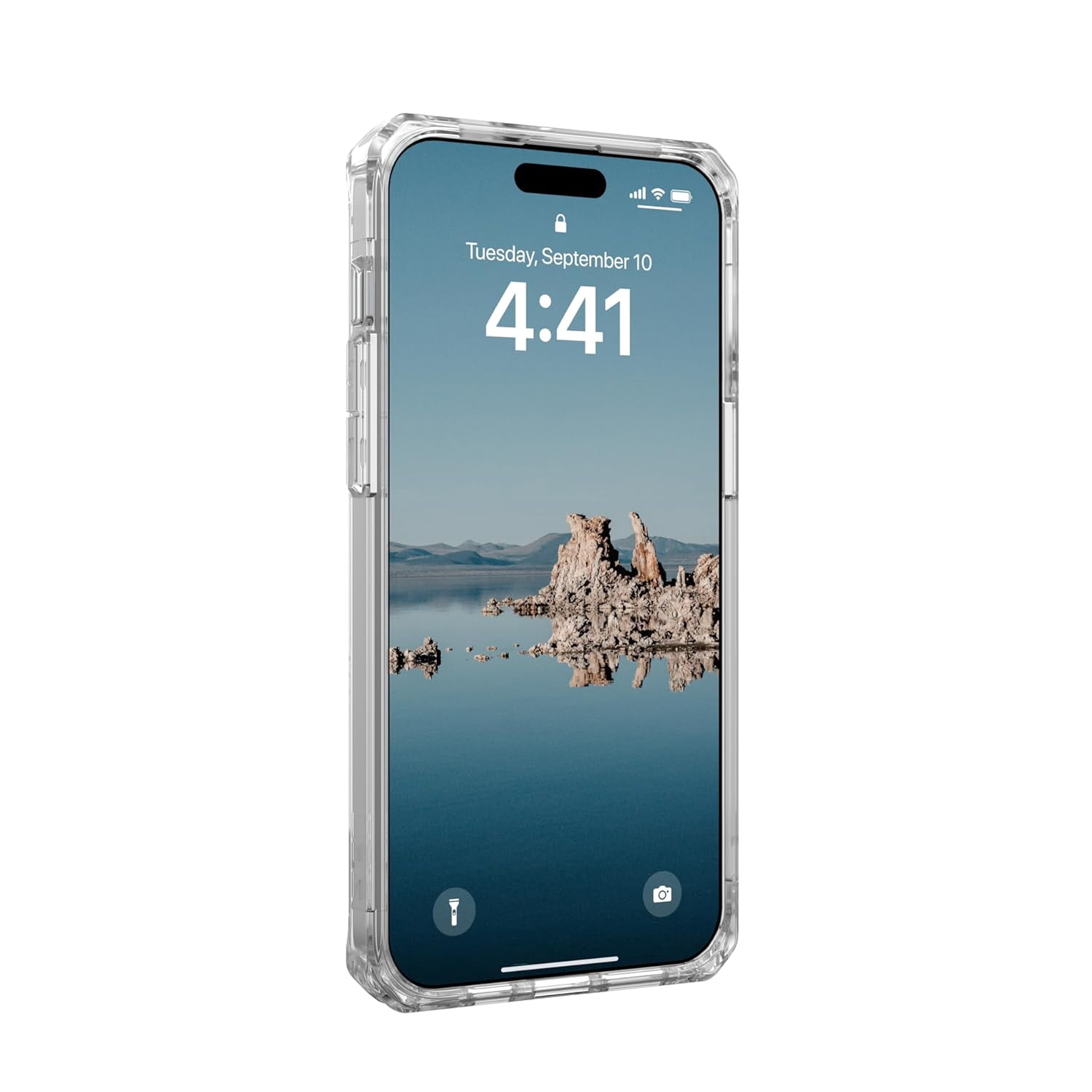 UAG iPhone 15 Pro Max Case 6.7" Plyo Ice/Gold Built-in Magnet Compatible with MagSafe Charging Rugged Anti-Yellowing Transparent Clear Protective Cover by URBAN ARMOR GEAR