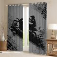 thumbnail image 2 of Feelyou Dirt Bike Sport Curtains Pack of 2 (42x84 Each) for Kids, Grey Graffiti Check Curtains Blackout, Modern Motorcycle Lover Bedroom Curtains, Window Curtains Decor, 2 of 6