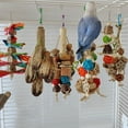 thumbnail image 2 of Parrot Bird Colorful Hanging Molar Toy Natural Rattan Ball Corn Husk Chewing Toys For Relieve Boredom, 2 of 6