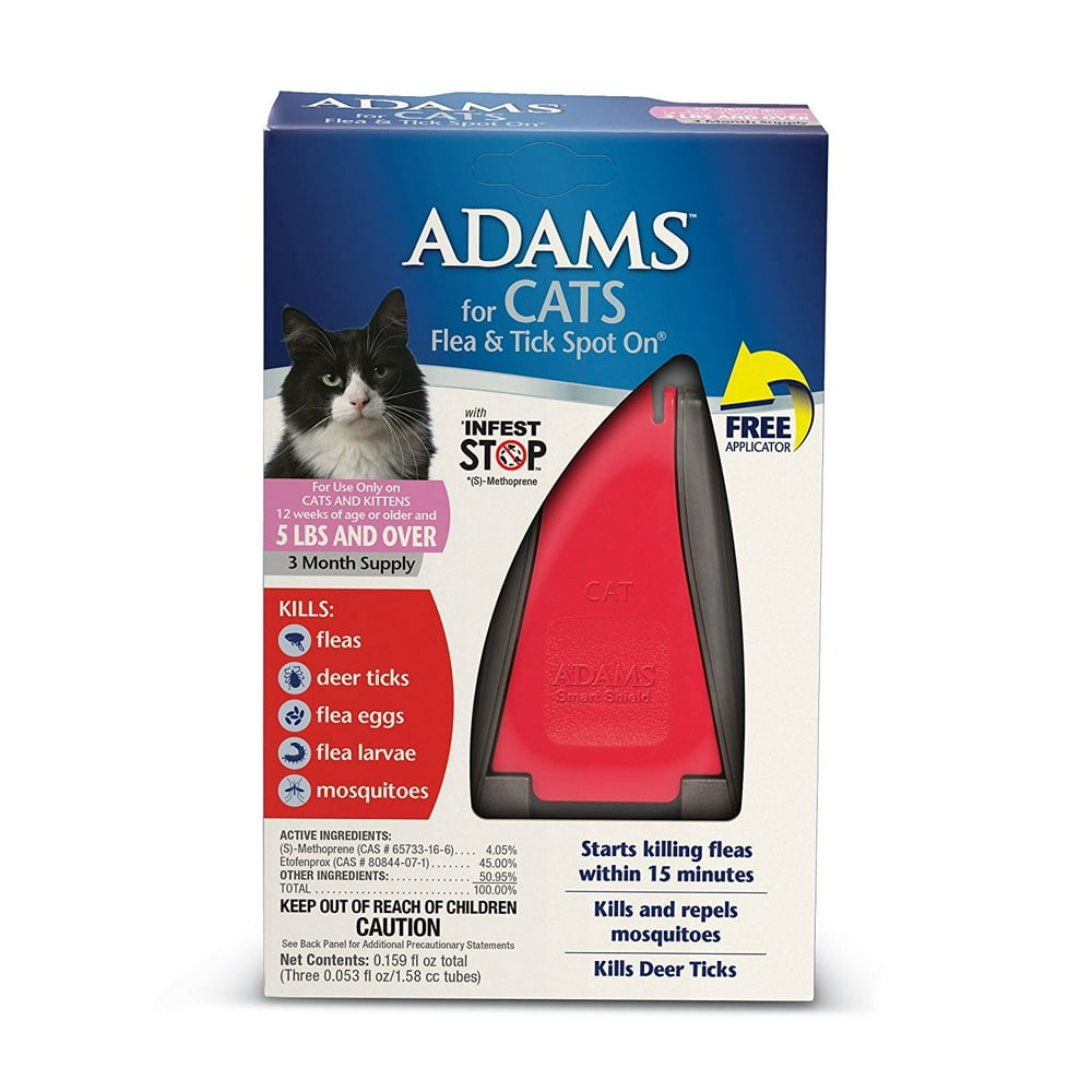Adams Flea & Tick Spot On Treatment for Cats, 3 Months Supply Walmart