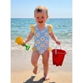 thumbnail image 4 of BemeyourBBs Toddler Baby Girl Summer One Piece Swimsuit Infant Girl Bathing Suit Cute Daisy Lemon Print Flying Sleeve Round Neck Swimwear for Pool Beachwear, 4 of 9