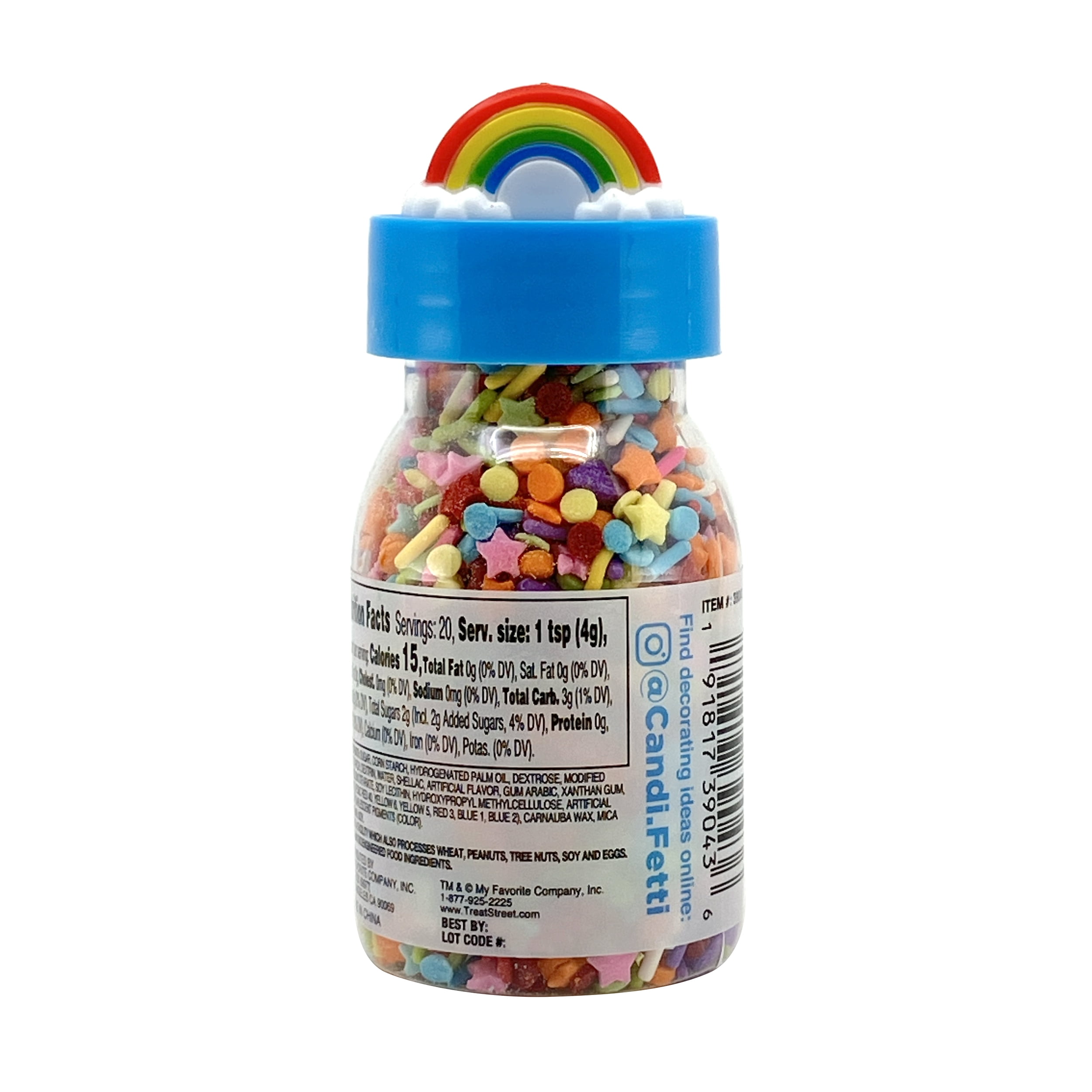 (2 pack) CandiFetti Rainbow Dreams Sprinkle Bottle with Figural Lid, 2.82 Oz