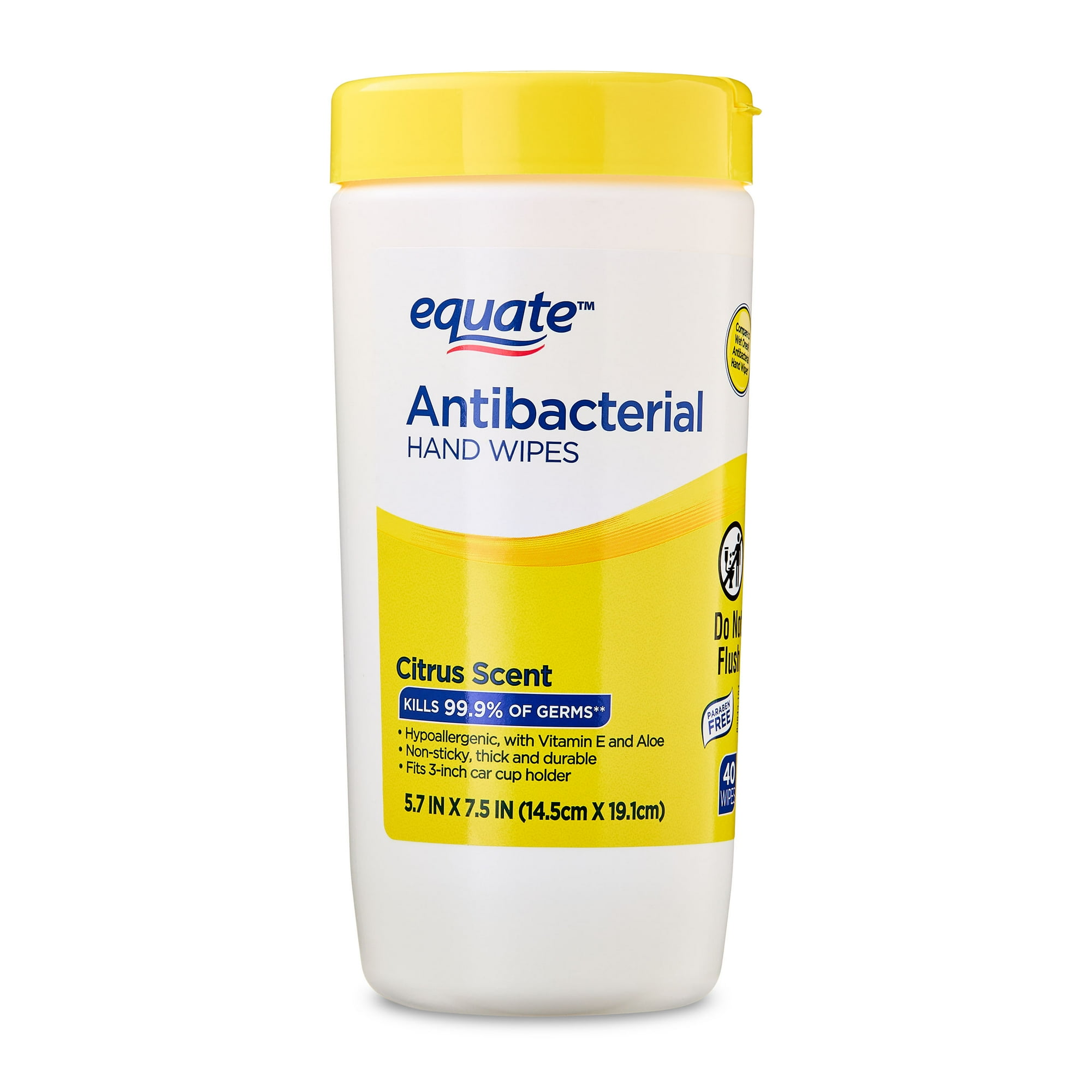 Equate Antibacterial Hand Wipes, Citrus Scent, 40 Wipes