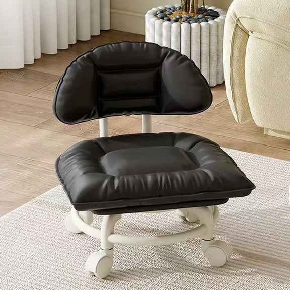 Rolling Low Stool with Backrest, Padded Seat Silent Casters, Perfect for Workshops, Garages or Studios Comfortable and Mobile Heavy Duty Shoe Change Stool with Wheels Minimalist