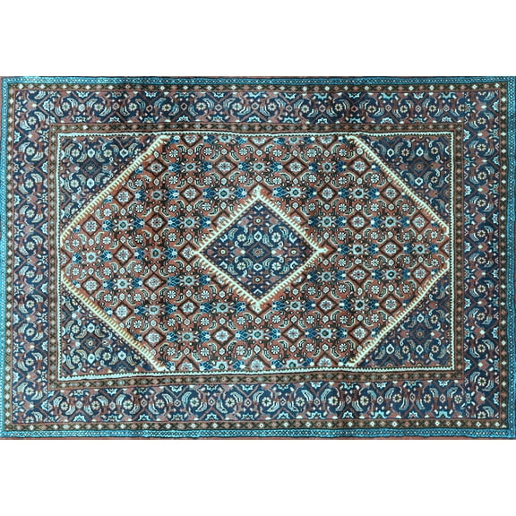 Ahgly Company Indoor Rectangle Persian Light Blue Traditional Area Rugs, 5' x 7'