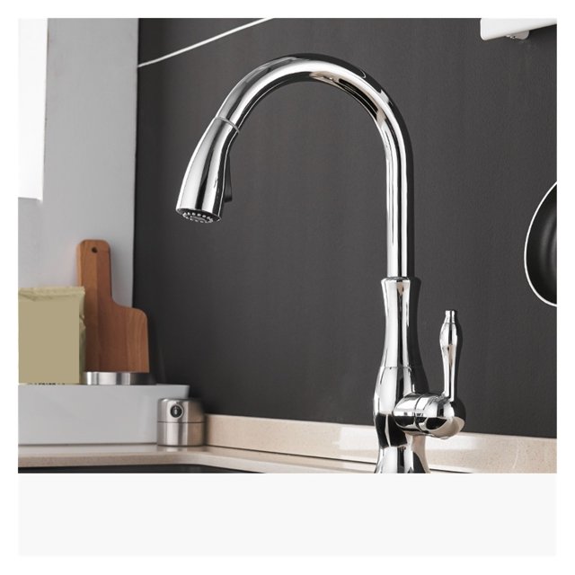 Gold Kitchen Faucets Silver Single Handle Pull Out Kitchen Tap Single Hole Handle Swivel Degree Water Mixer Tap Mixer Tap ,Effortless Installation