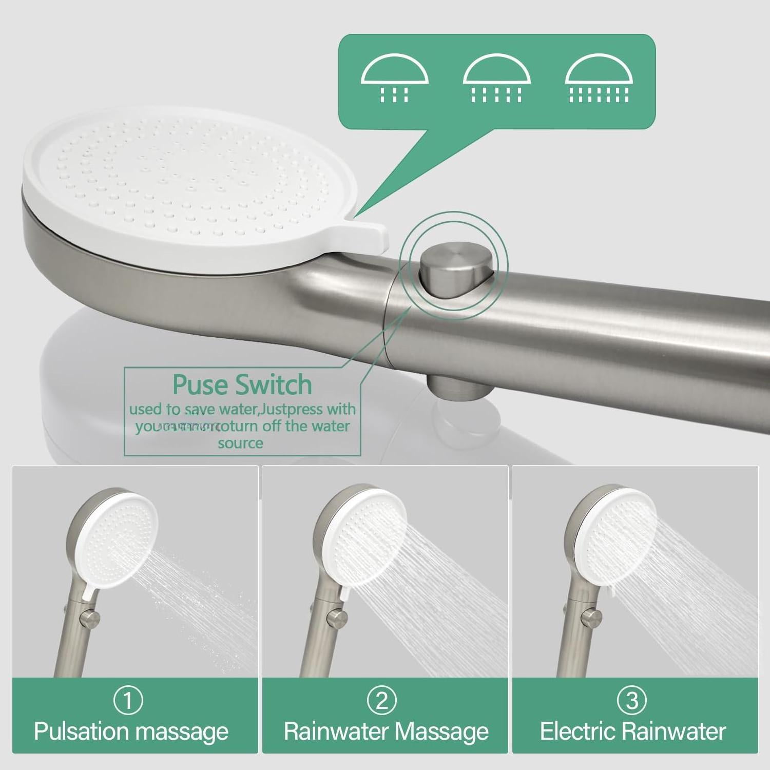 RV Shower Faucet Kit with Handheld Head, Hose & Holder, Brushed Nickel