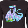 thumbnail image 4 of Inktastic Blue Easter Dragon with Painted Eggs Long Sleeve Youth T-Shirt, 4 of 5